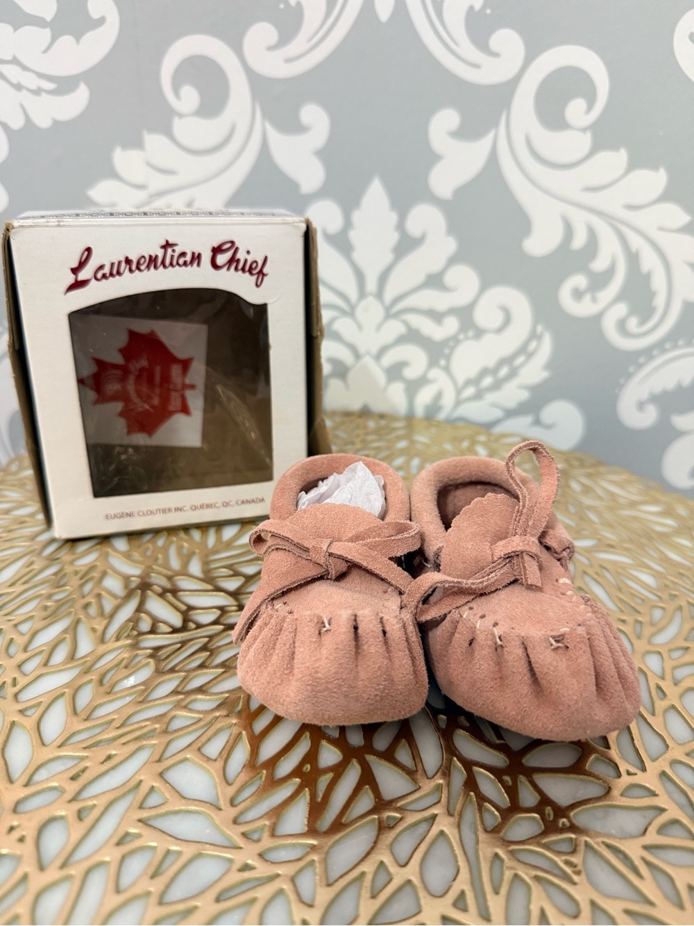 • Laurentian Chief Pink Suede Moccasins